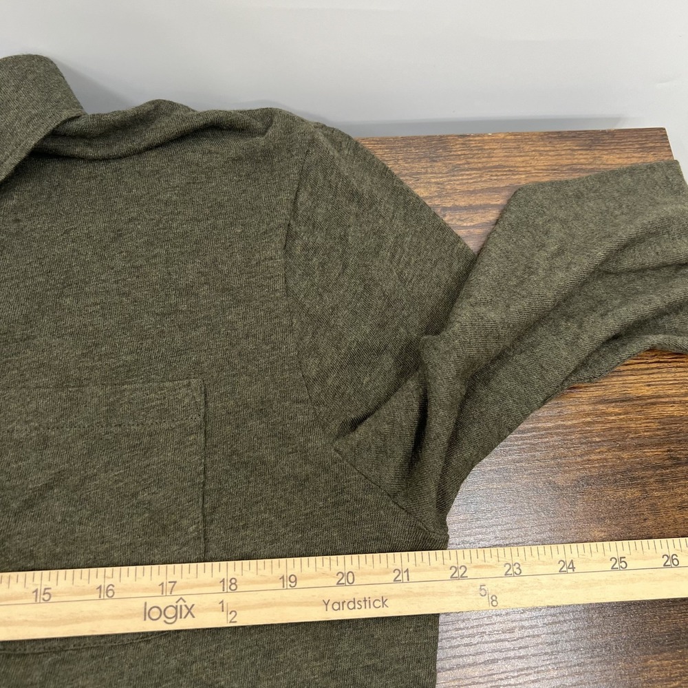 Faherty Long-Sleeve Luxe Heathered Polo Mens L 1/4 Button Olive Green Pocket EUC - Picture 9 of 12
